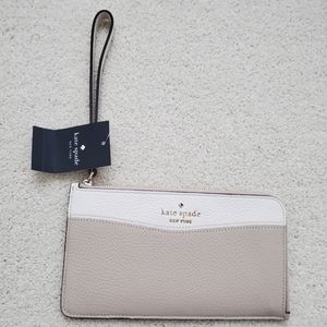 NWT Kate Spade Lucy Pebbled Leather Medium L-Zip Wristlet Wallet